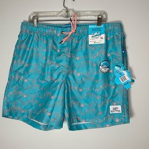 NEW Beach Bros. XL  Blue Pink Beach Swim Trunks